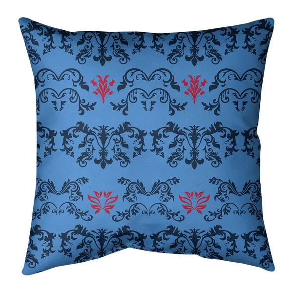 Tennessee Football Baroque Pattern Accent Pillow-Faux Suede - 16 x 16 - Navy/Blue/Red