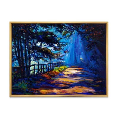 Shadows in The Afternoon on Park Road - Painting on Canvas East Urban Home Format: Gold Floater Frame, Size: 16x22 H x 32x22 W x