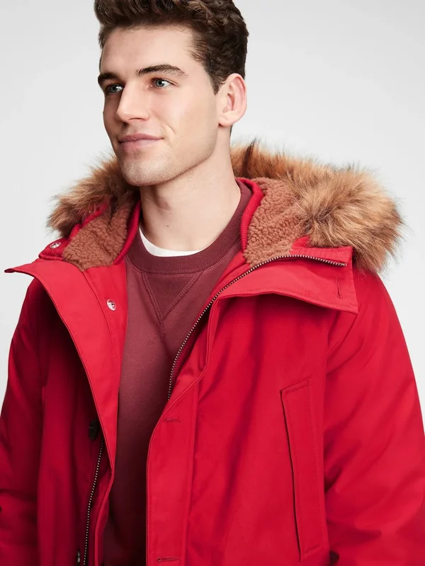 Gap Men's Coldcontrol Max Parka LaSalle Red Size M