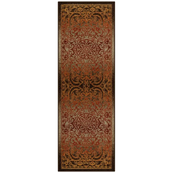 Maples Rugs Pelham Vintage Runner Rug Non Slip Washable Hallway Entry Carpet [Made in Usa], 2 x 6, Rustique