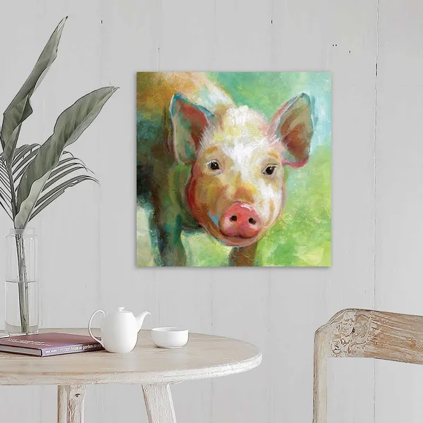 Colorful Quirky Pig, Canvas Wall Art, 20x20, Great Big Canvas