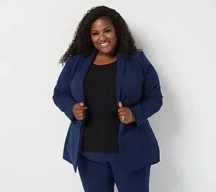 All Worthy Hunter McGrady Shawl Collar One Button Blazer - Size 36, Navy
