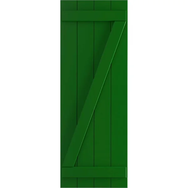 Ekena Millwork TFP102BBF21X072HG 21 1/2x22W x 72x22H True Fit PVC Four Board Joined Board-n-Batten Shutters w/Z-Bar, Viridian Gr