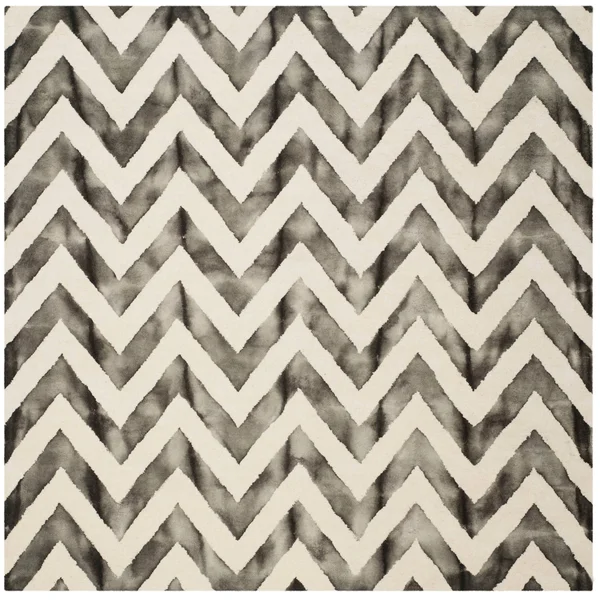 Safavieh 7& x 7& Square Dip Dye DDY715D Ivory, Charcoal Rug