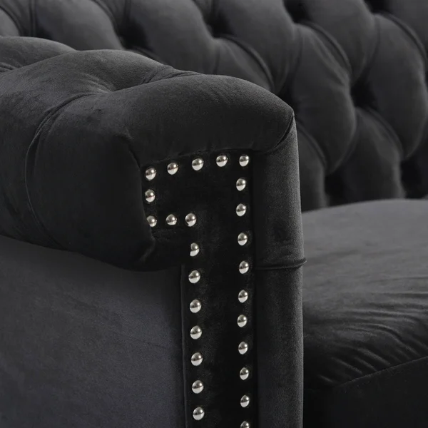 Christopher Knight Home Parkhurst Tufted Chesterfield Velvet 3-seat Sofa - Black
