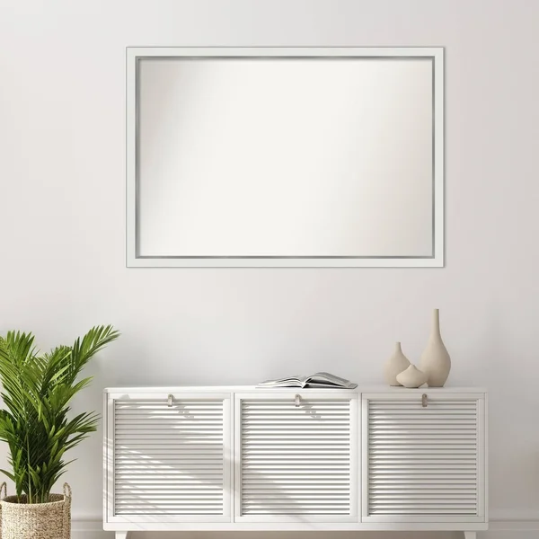Choose Your Custom size, 34-in SIDE, Eva White Silver Narrow Framed Wall Mirror - 41 x 34-Inch