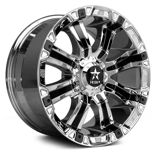 RBP 94R 20x10 6x135/139.7 BP, 4.5 BS, -25mm Offset 87mm CB Chrome w/Black Inserts Wheel