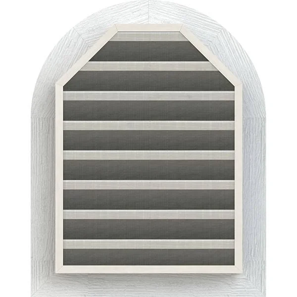 Ekena Millwork GVWRT22X2401RFPWR 22x22W x 24x22H Round Top Gable Vent (27x22W x 29x22H Frame Size): Primed - Functional, Rough Sa