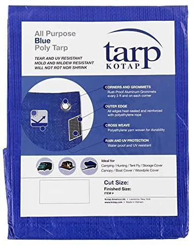 Kotap 100-ft x 100-ft General Purpose Blue Poly Tarp, Item: TRA-10100