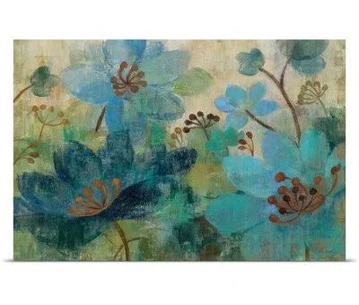 &Peacock Garden& by Curie Painting Print August Grove Format: Canvas, Size: 40x22 H x 60x22 W