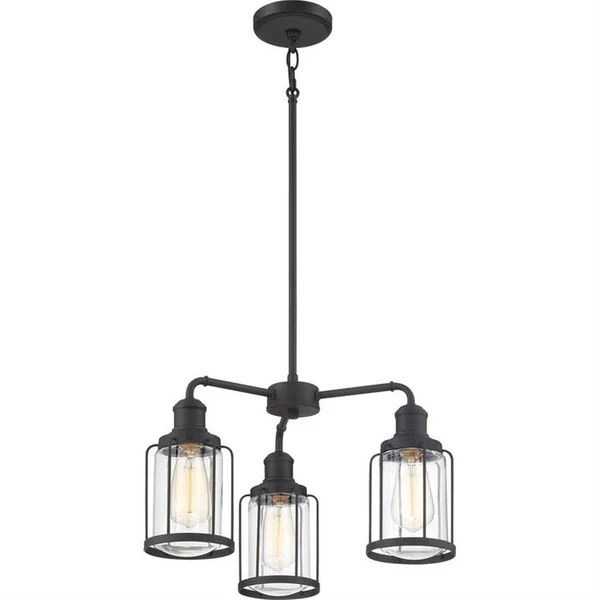 Chandelier 3 Light Steel Earth Black Finish with Clear Glass - 71-BEL-3383689 - Bailey Street Home