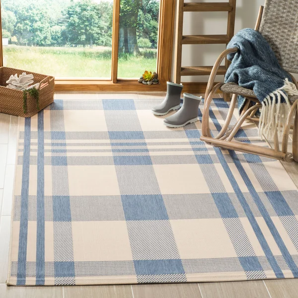 Safavieh Courtyard Area Rug CY6201 Beige - Blue, 6& 7x22 x 9& 6x22