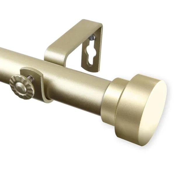 Hart & Harlow Cap 1-in 120-in to 170-in Light Gold Steel Single Curtain Rod - L100-37-993