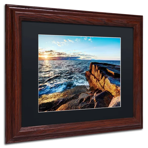 Trademark Art &Sunrise Over The Atlantic in Maine& by David Ayash Framed Photographic Print Size: 11x22 H x 14x22 W, Matte Color