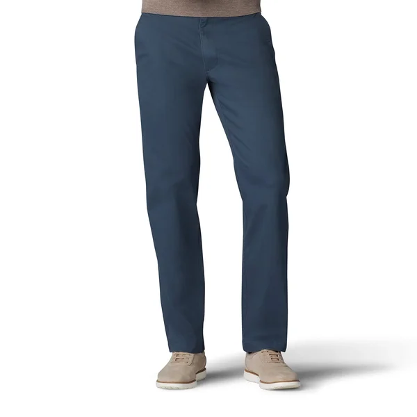 Lee Extreme Comfort Men's Straight Fit Khaki Pants, 34 32, Blue