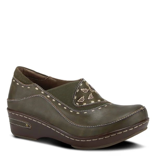 L&Artiste by Spring Step Women's Burbank Clog - Olive Green Leather