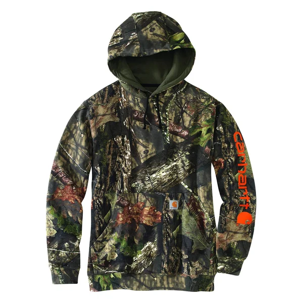 Carhartt Men's Midweight Camo Sleeve Logo Hooded Sweatshirt