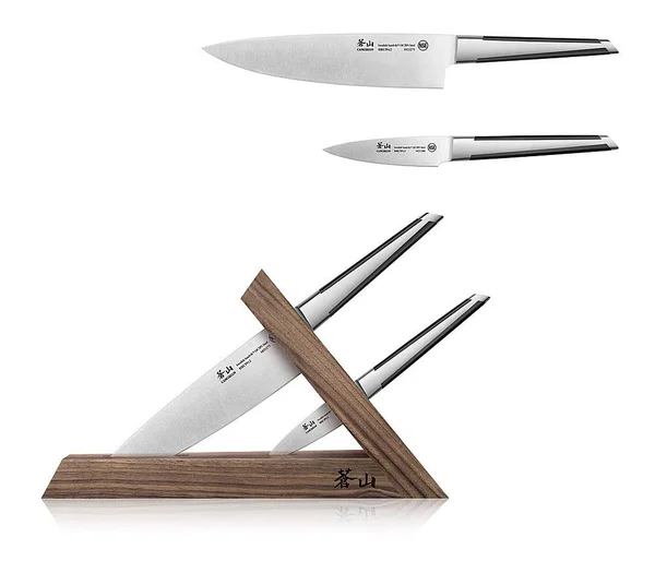 Cangshan TX Series 1021295 Sandvik 14C28N Swedish Steel Forged Tai 3-Piece Knife Block Set - Walnut