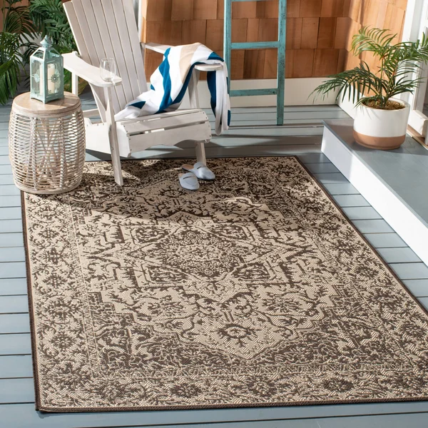Safavieh 5&-3x22 x 7&-6x22 Beach House BHS139U Creme Brown Rug