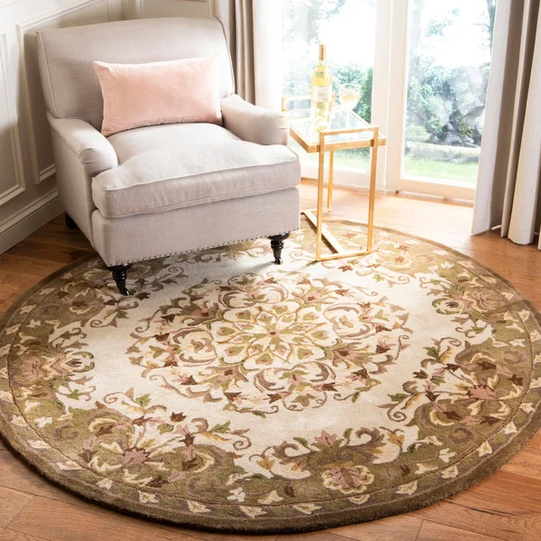 Safavieh Heritage HG640A Area Rug - Beige/Green, Size 4& x 4& Round