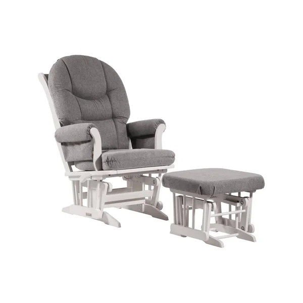 Dutailier Sleigh Glider-Multiposition Recline and Ottoman Combo, White/Dark Grey