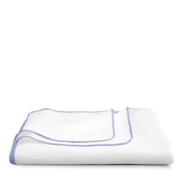 Calypso Table Linens by Matouk 70x126 Oblong Tablecloth - White/Sky