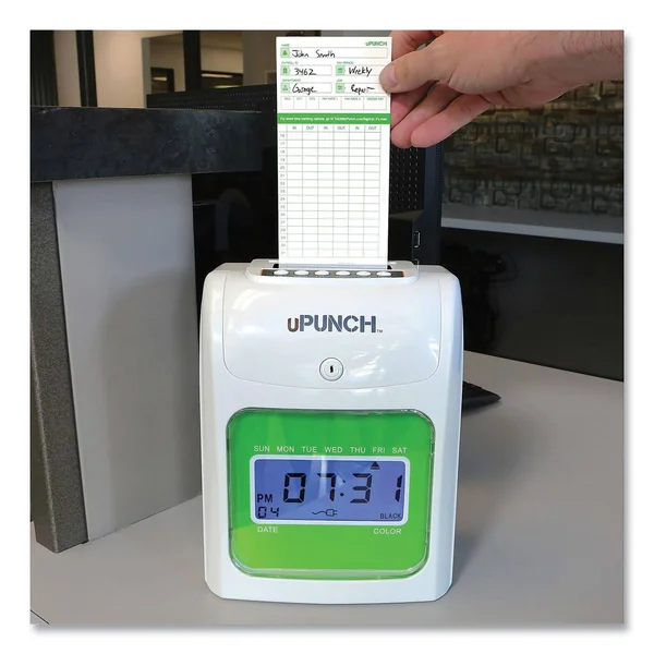uPunch UB1000 Electronic Non-Calculating Time Clock Bundle - Beige/Green (159971)