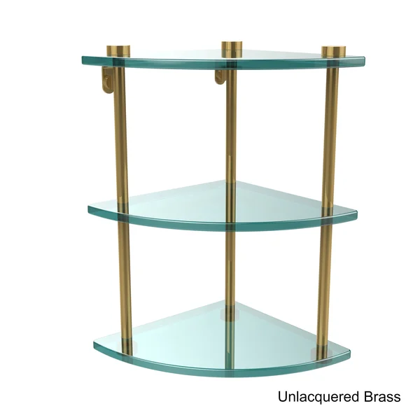 Allied Brass Glass Three-Tier Corner Shelf Black Matte