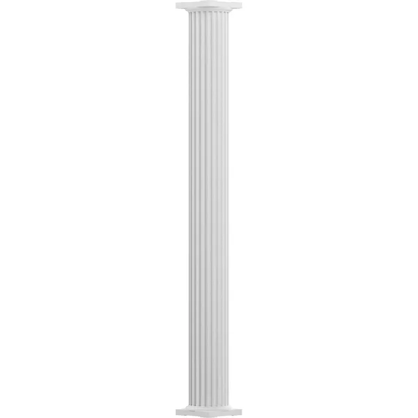 AFCO 10x22 x 10& Endura-Aluminum Column, Round Shaft (Load-Bearing 26, 000 lbs), Non-Tapered, Fluted, Textured White Finish w/ Ca