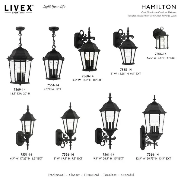 Livex Lighting Hamilton 4 Light Textured Black Outdoor Post Light, 7557-14