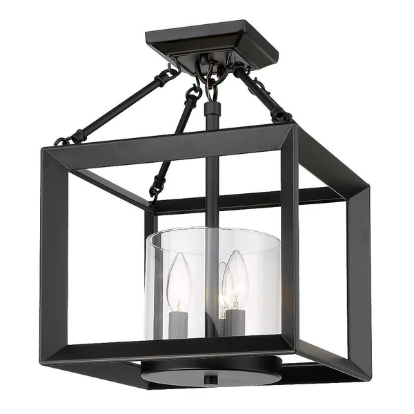 Golden Lighting 2073-SF-WG-CLR White Gold/Clear Glass Smyth 3 Light Convertible Semi-Flush