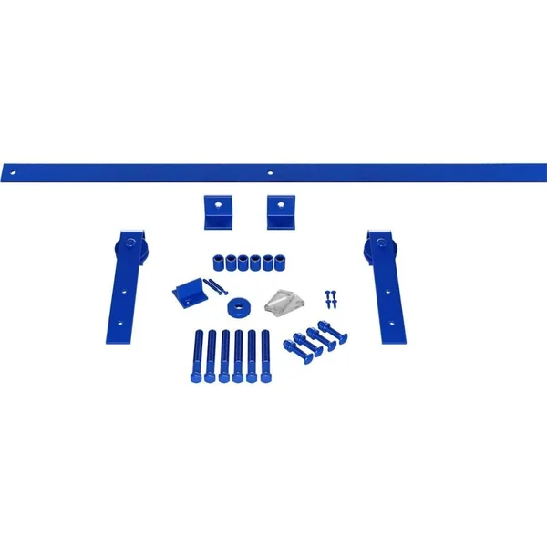 Premium J-Strap Barn Door Hardware Set w/ 6' Track for 1 3/8 inch Doors - Blue Ribbon, Size: Track Length: 72 inch