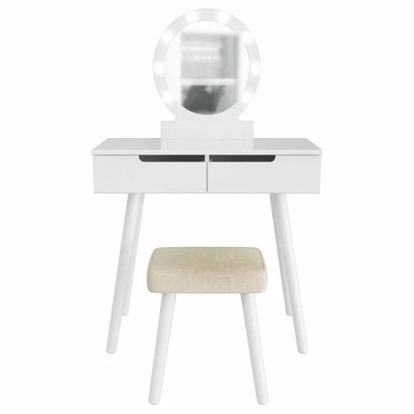 Jaxpety Modern Dressing Table Set w/3 LED-Colored Mirror