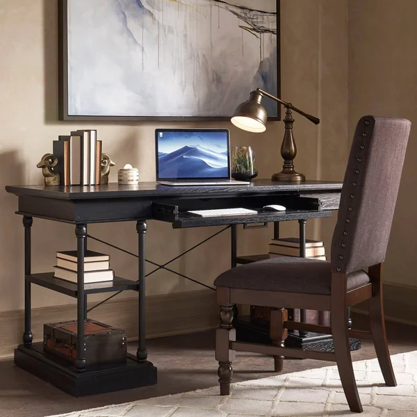 Inspire Q Barnstone Cornice 1-Drawer Storage Writing Desk by Artisan White Antique - Wood Finish