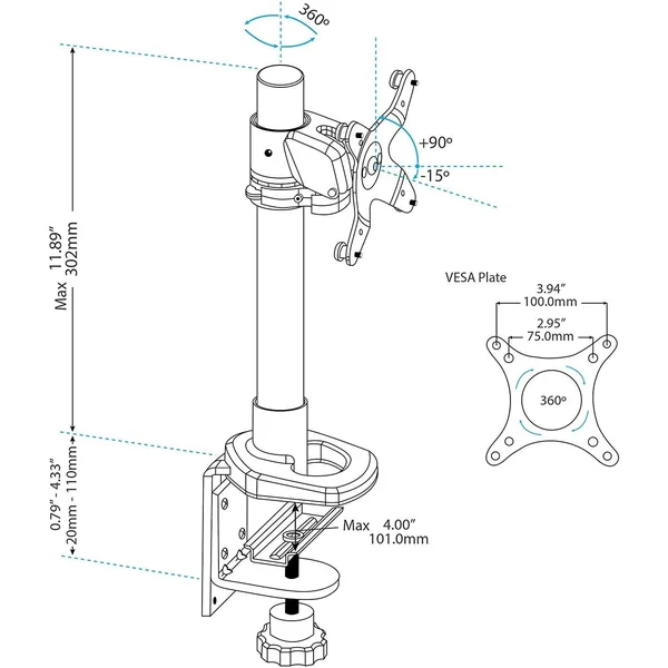 StarTech.com Height Adjustable Monitor Arm - Grommet - Desk Mount (armpivot)