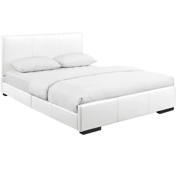 Camden Isle Abbey Bed, King, White, 85.4 x 79 x 34.8 inches