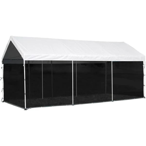 Shelter Logic Max AP 2-In-1 Canopy with Screen Enclosure Kit, White, 10 ft x 20 ft