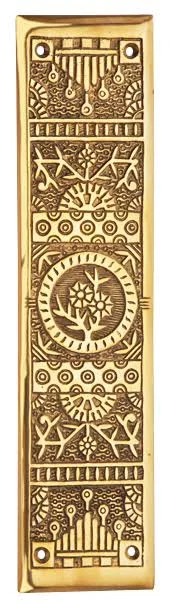 11 1/4 inch Eastlake Solid Brass Push Plate - Polished Brass