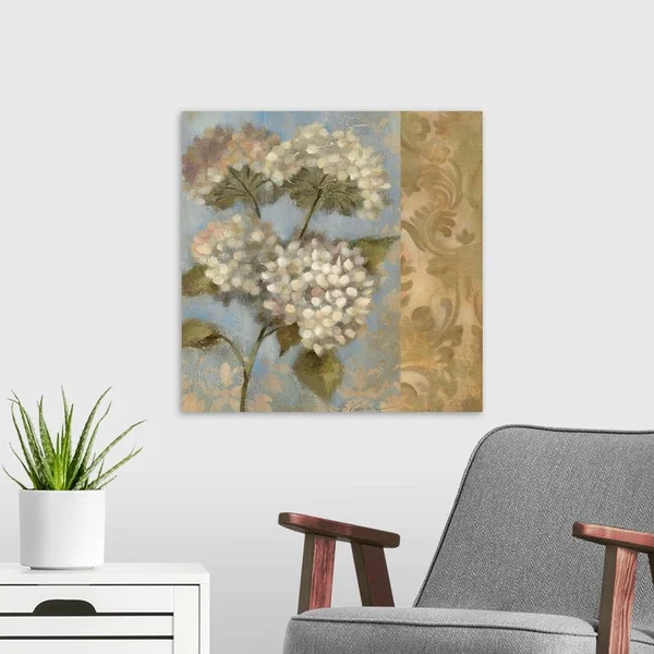 Hydrangea on Soft Blue - Canvas Wall Art, 20x20, Great Big Canvas