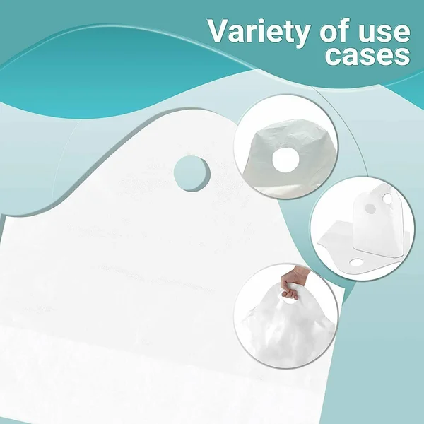 500 Pack White Plastic Wave Handle Take Out Bags 21x22 x 18x22 + 10 BG