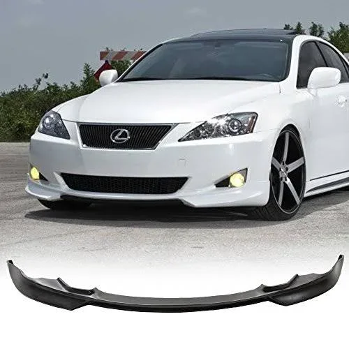Ikonmotorsports Compatible with 06-08 Lexus IS250 IS350 IK Style Poly Urethane Front Bumper Lip SPOILER, Black