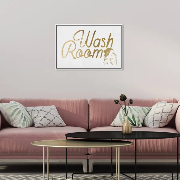 Oliver Gal 'Wash Room' Bath and Laundry Wall Art Framed Canvas Print Laundry - Gold - White - 24 x 16