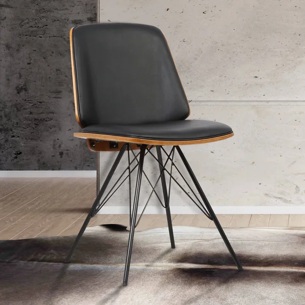 Armen Living Inez Faux Leather Dining Side Chair - Black