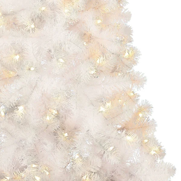 Holiday Time Pre-Lit 6.5& Madison Pine White Artificial Christmas Tree Clear-Lights