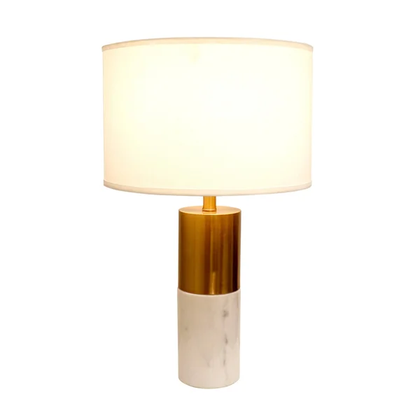 Pasargad Home PMT-29011 25 in. Modern Marble & Metal Pillar Rhoda Table Lamp with Light E27 Bulb White & Gold