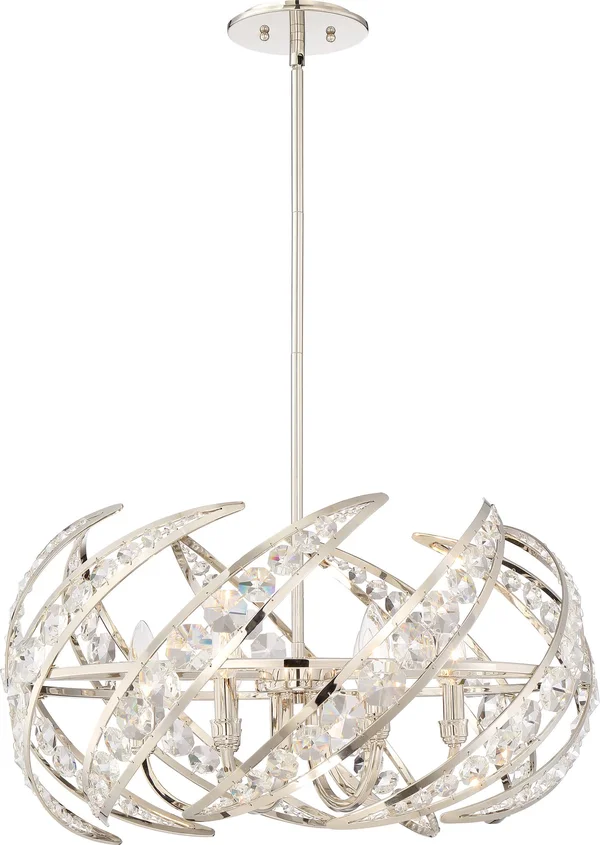 Quoizel 6 Light Crescent Pendant Polished Nickel