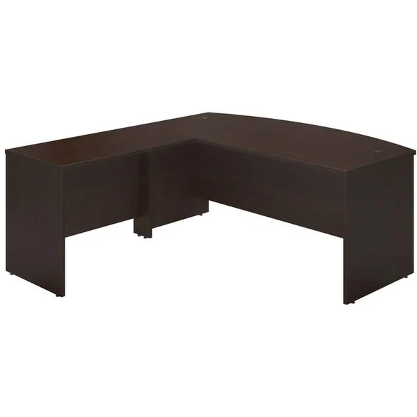 Bush Business Furniture Series C Elite 72w x 36D Bow Front L Shaped Desk with 42W Return, Mocha Cherry