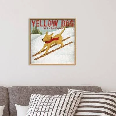 Yellow Dog Ski Co by Ryan Fowler - Floater Frame Graphic Art Print on Canvas Loon Peak