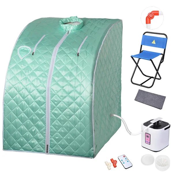 Yescom Portable Steam Sauna Tent Spa Detox w/ Chair & Remote - Green Ash