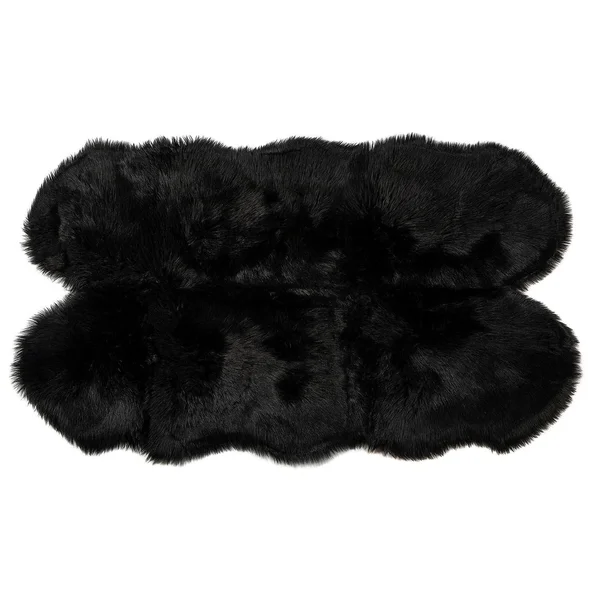3x5 Soft and Plush Quad Pelt Faux Sheepskin Shag Rug Black White